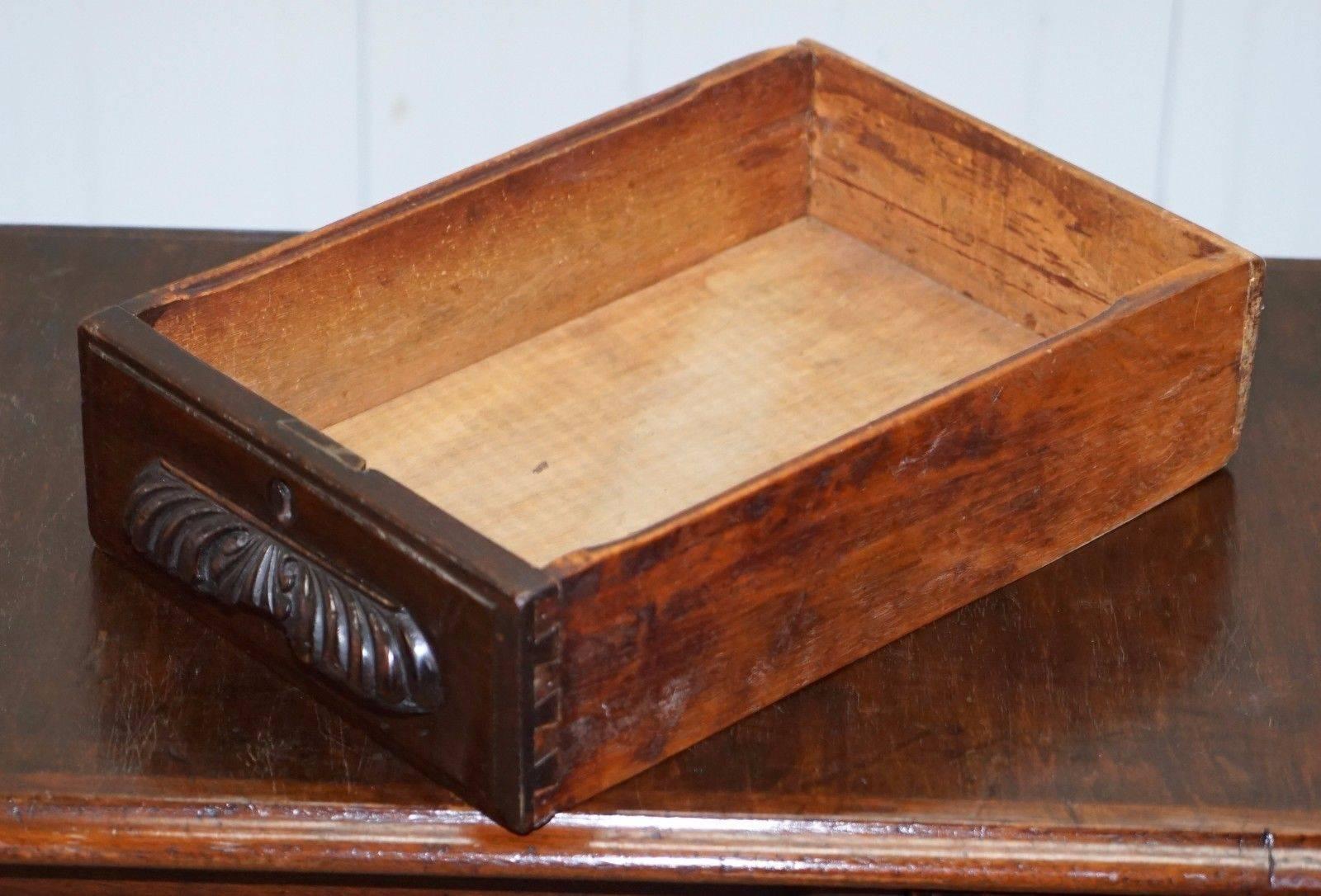 Rare Edwardian Solid Oak Children's Desk with Extending Flap and PC Mouse Board 5