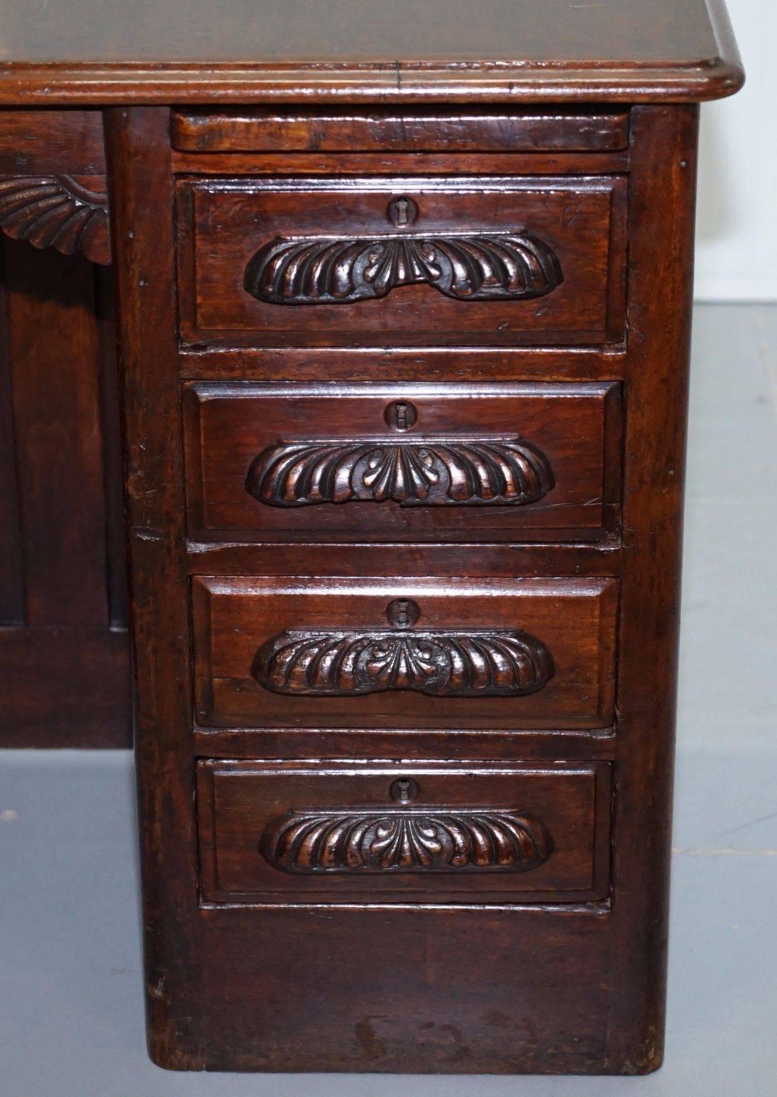 20th Century Rare Edwardian Solid Oak Children's Desk with Extending Flap and PC Mouse Board