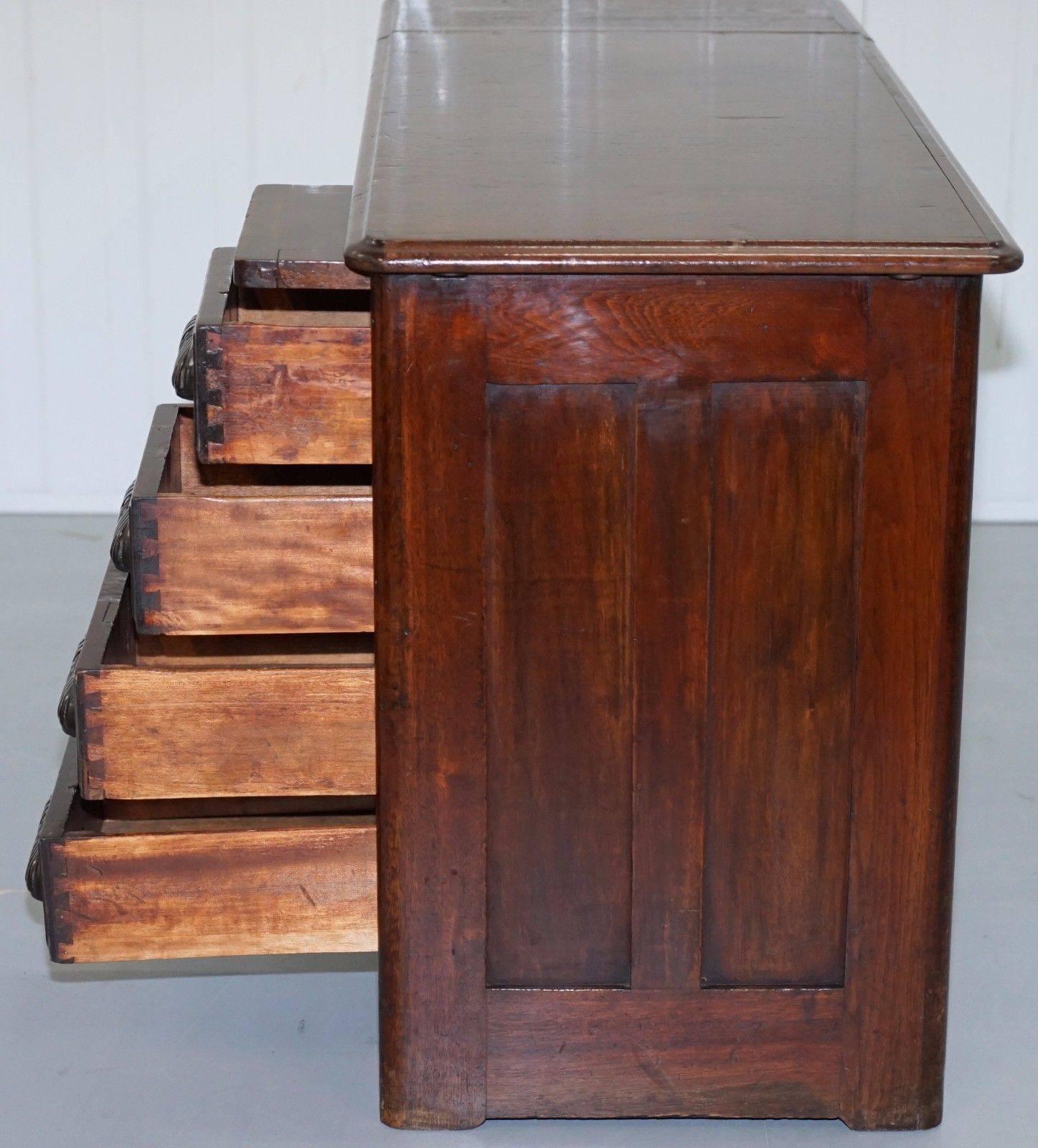 Rare Edwardian Solid Oak Children's Desk with Extending Flap and PC Mouse Board 4