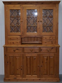 Lovely Farmhouse Country Solid 100% Pine Welsh Dresser with Lead Lined Windows