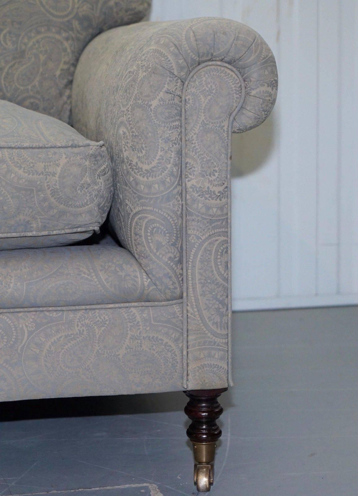 George Smith Signature Full Scroll Arm Loose Back Feather Filled Sofa In Distressed Condition In West Sussex, Pulborough