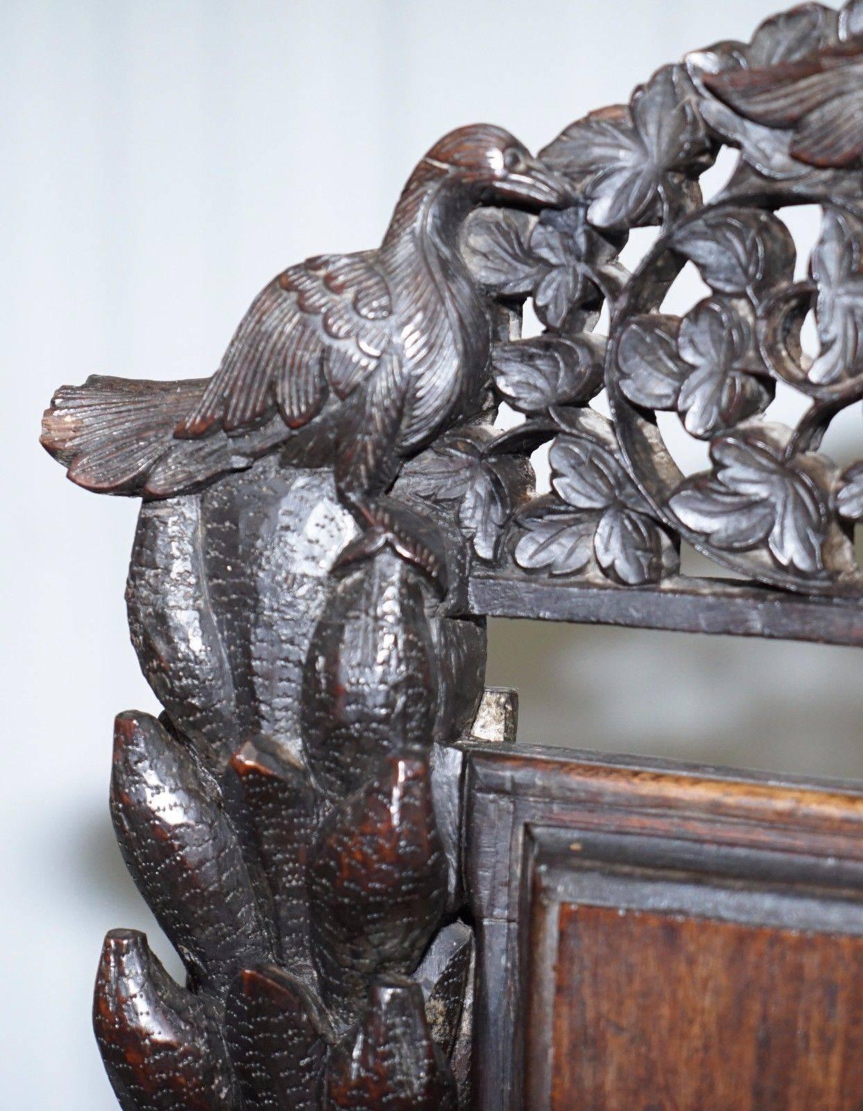 Hardwood Rare Pair of Anglo-Indian Elephant Chairs, Highly Carved with Birds Flowers