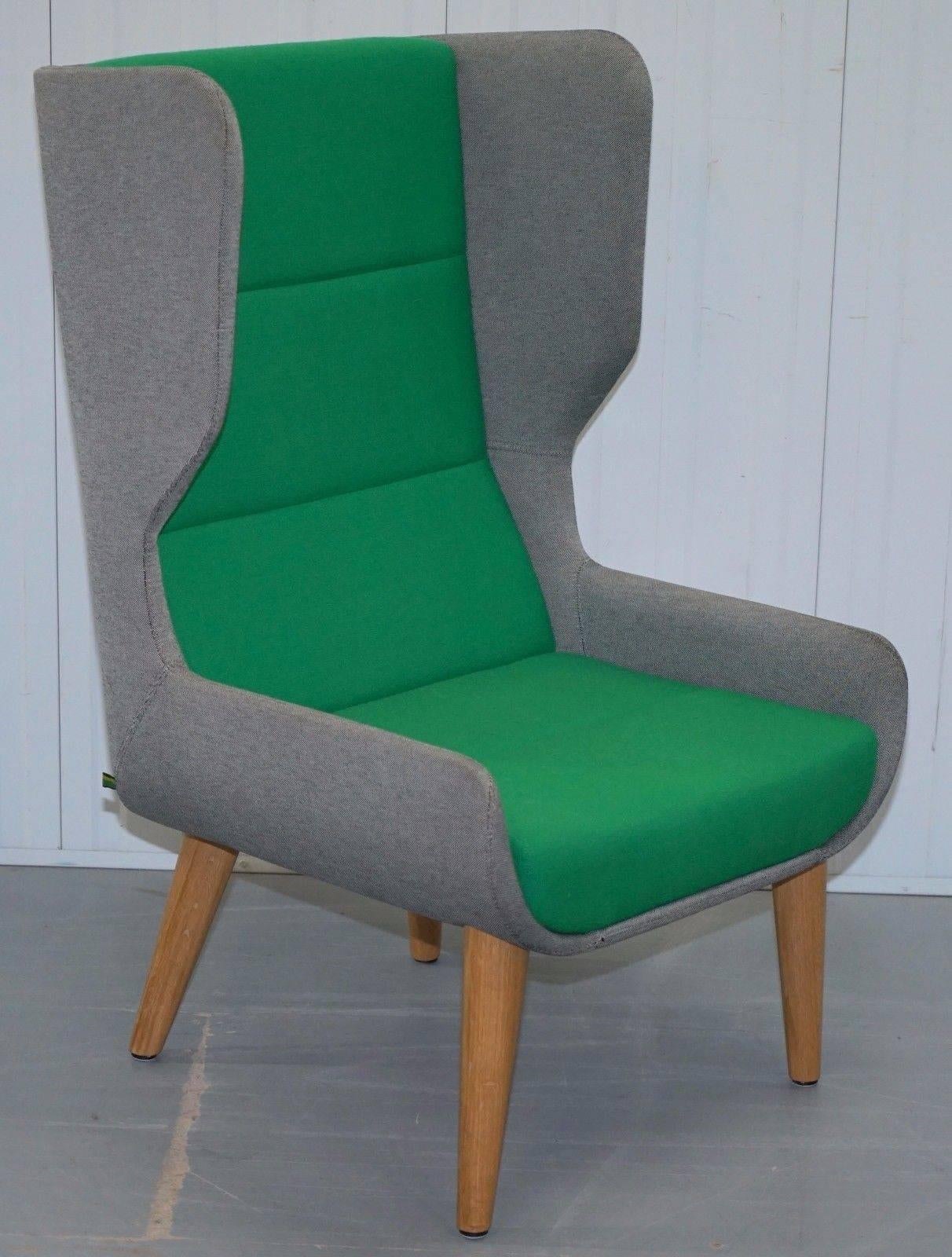 We are delighted to offer for sale this stunning pair of super contemporary NaughtOne Hush wingback armchairs RRP £3400

The condition is very good, the upholstery has been professionally cleaned and two of the legs have been repaired, otherwise,