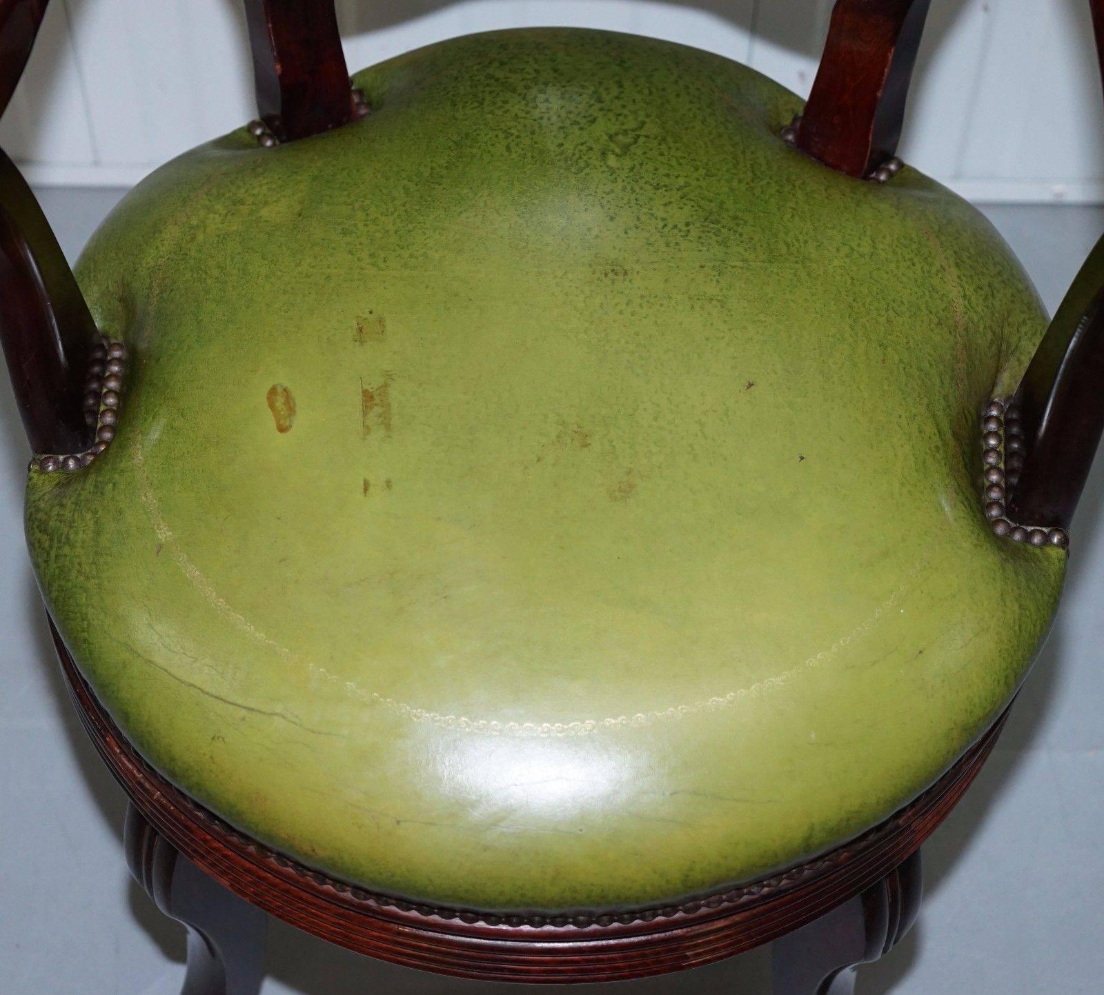 vintage green leather office chair