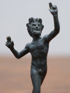 Rare Miniature Very Early Bronze Statue of the Dancing Faun Grand Tour Piece