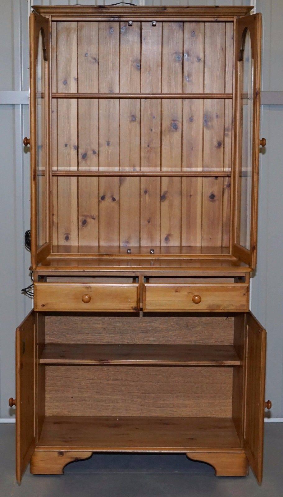 1 of 2 Handmade in England Ducal Glass Shelved Welsh Dressers Bookcases Pine 2