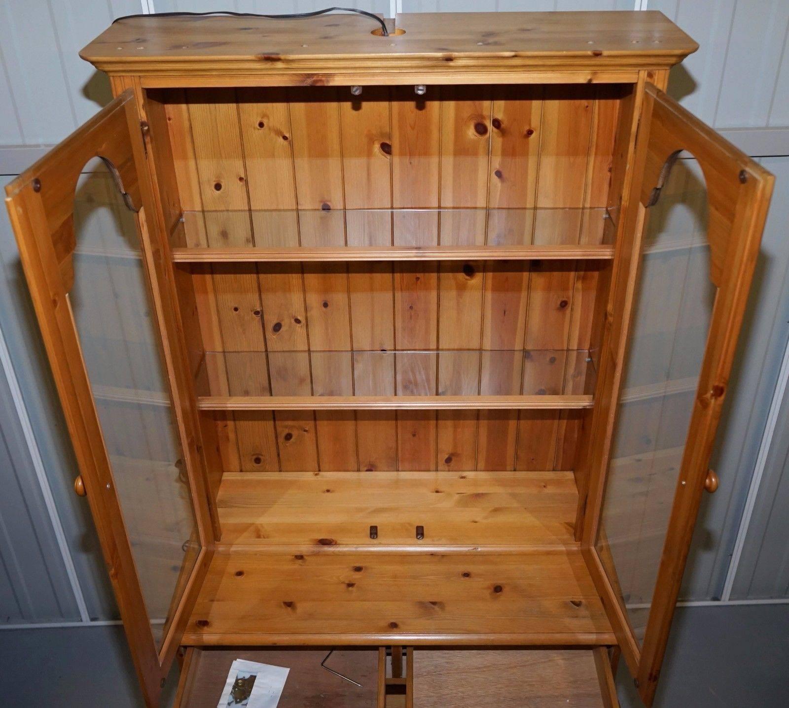 1 of 2 Handmade in England Ducal Glass Shelved Welsh Dressers Bookcases Pine 4