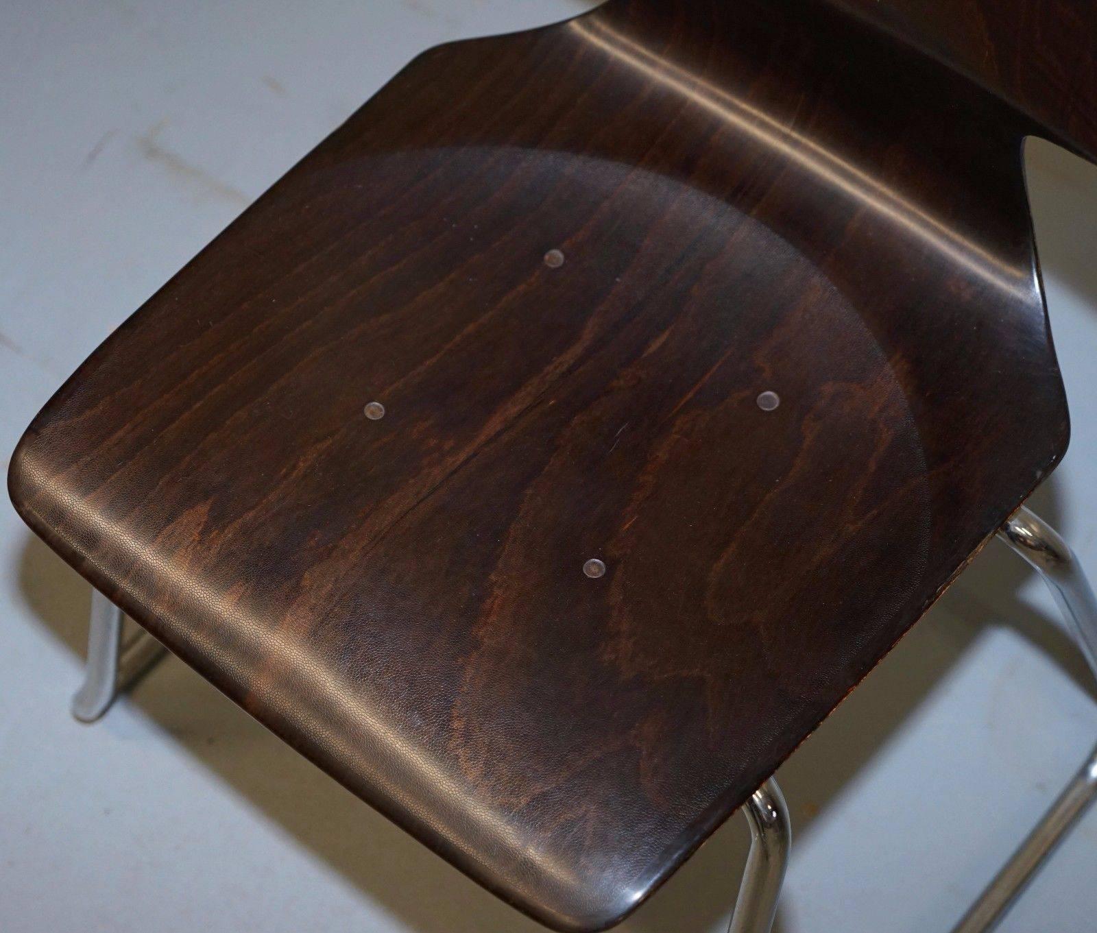 German Set of Four Rare 1970 Pagholz FPF Elmar Flotto Stacking Dining Chairs