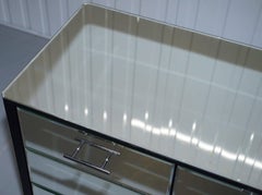 Perfect Condition Venetian Mirrored Glass Chest of Drawers Ebonized Black Frame