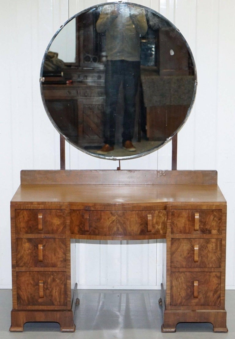 Round Marble Dressing Table Mirror Ideas Antique Solid Walnut Dressing Table With Very Large Round Mirror