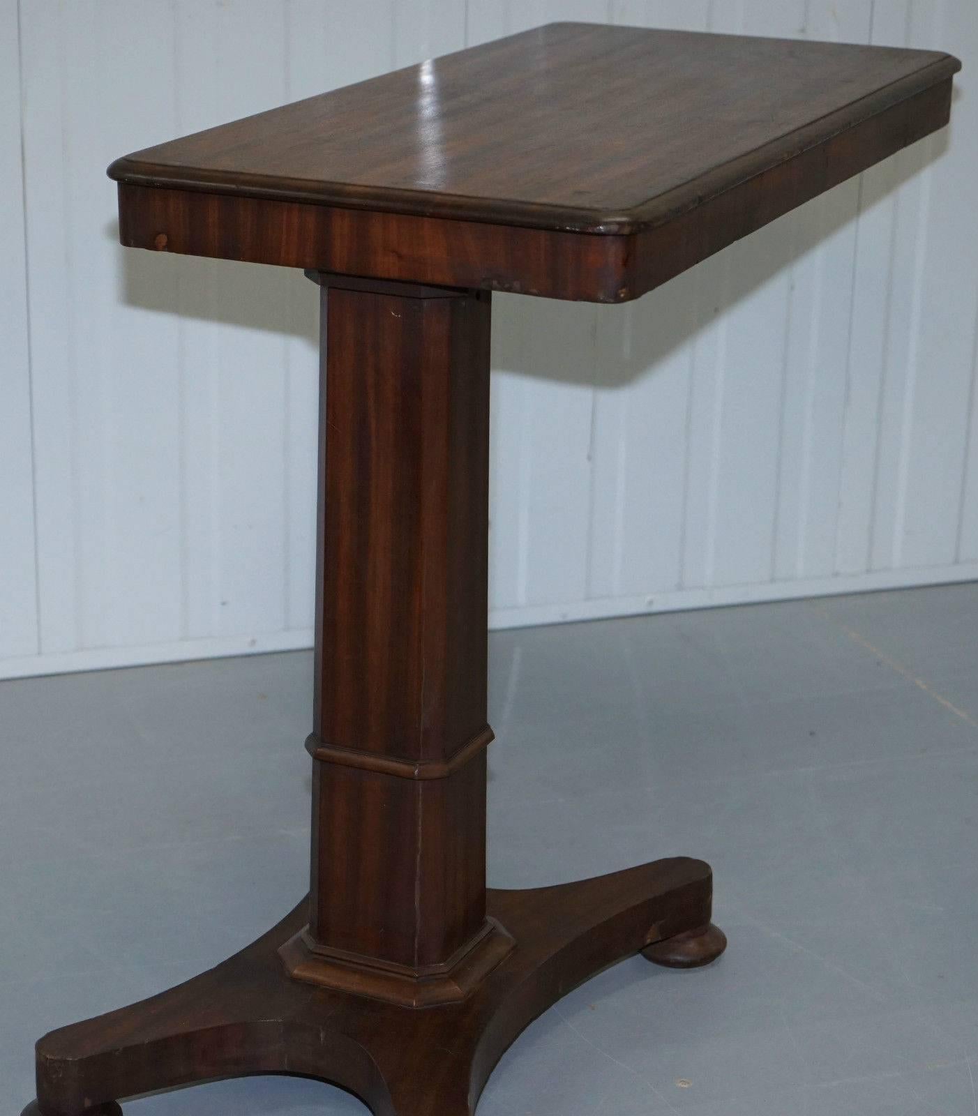 Hand-Crafted Rare Victorian Reading Table Height and Tilt Adjustable Stands over Bed Console