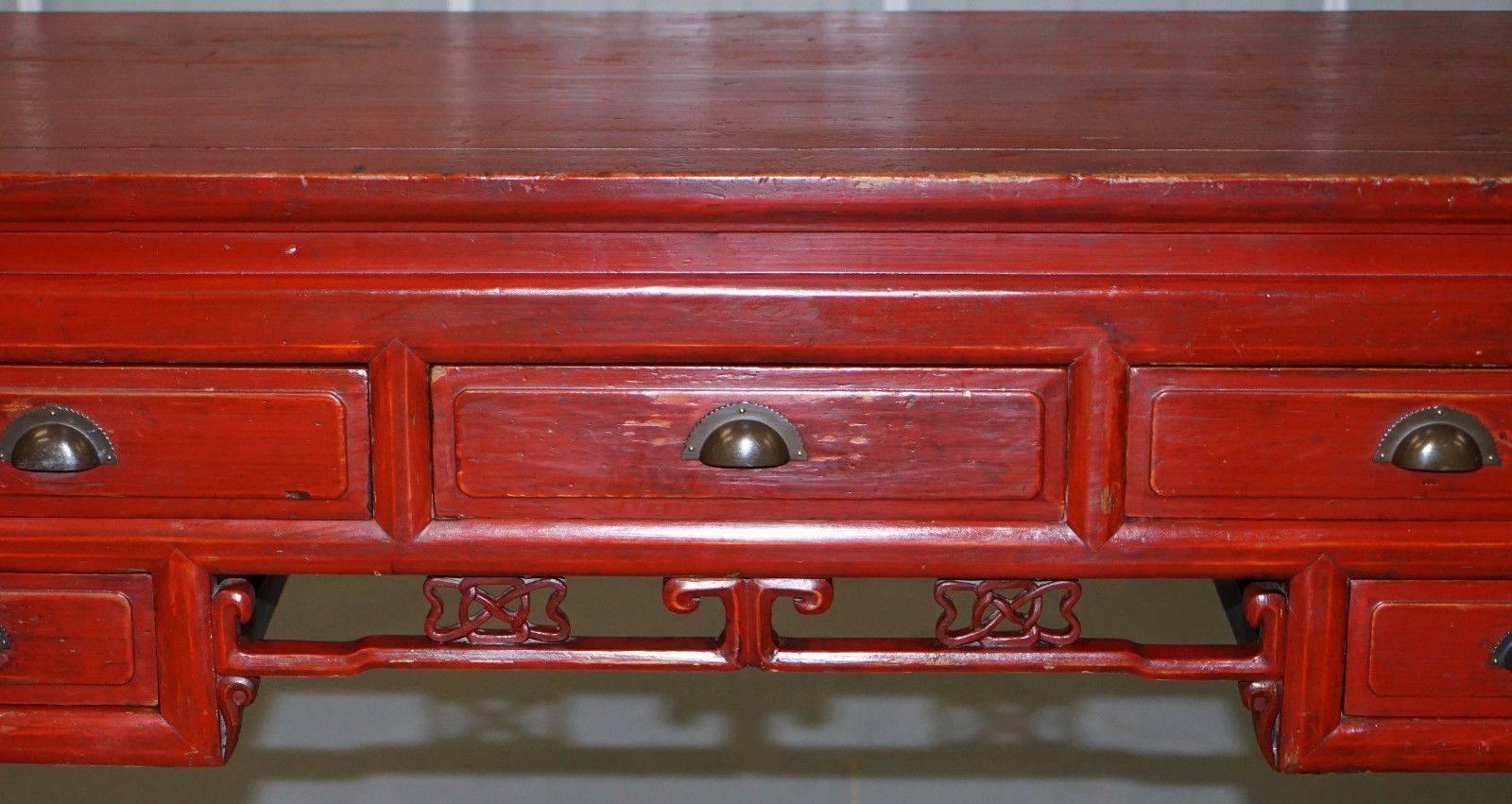 Chinese Red Rosewood Lacquered Solid Teak Desk Good for a Dressing Table as Well 1