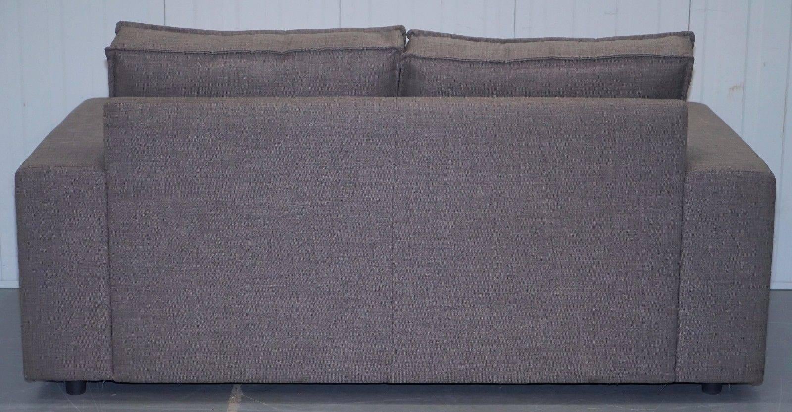 French Palomino Upholstery Square Contemporary Shark Tooth Two-Seat Sofa 1