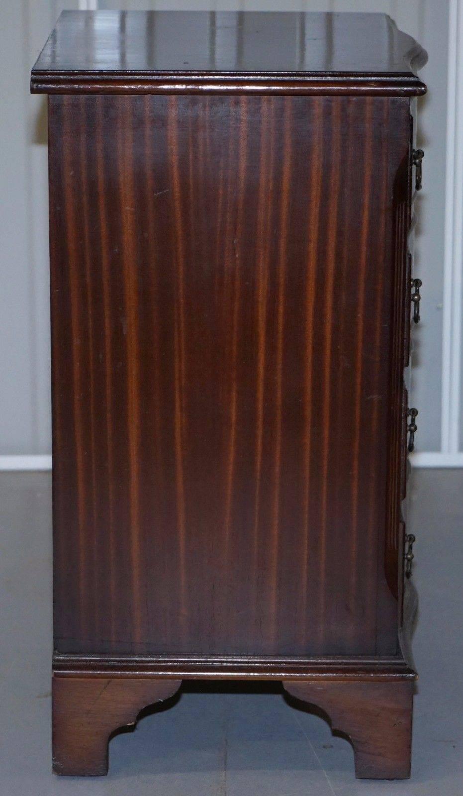 20th Century Lovely Sized Flamed Hardwood Side Table Bank / Chest of Drawers Campaign Style