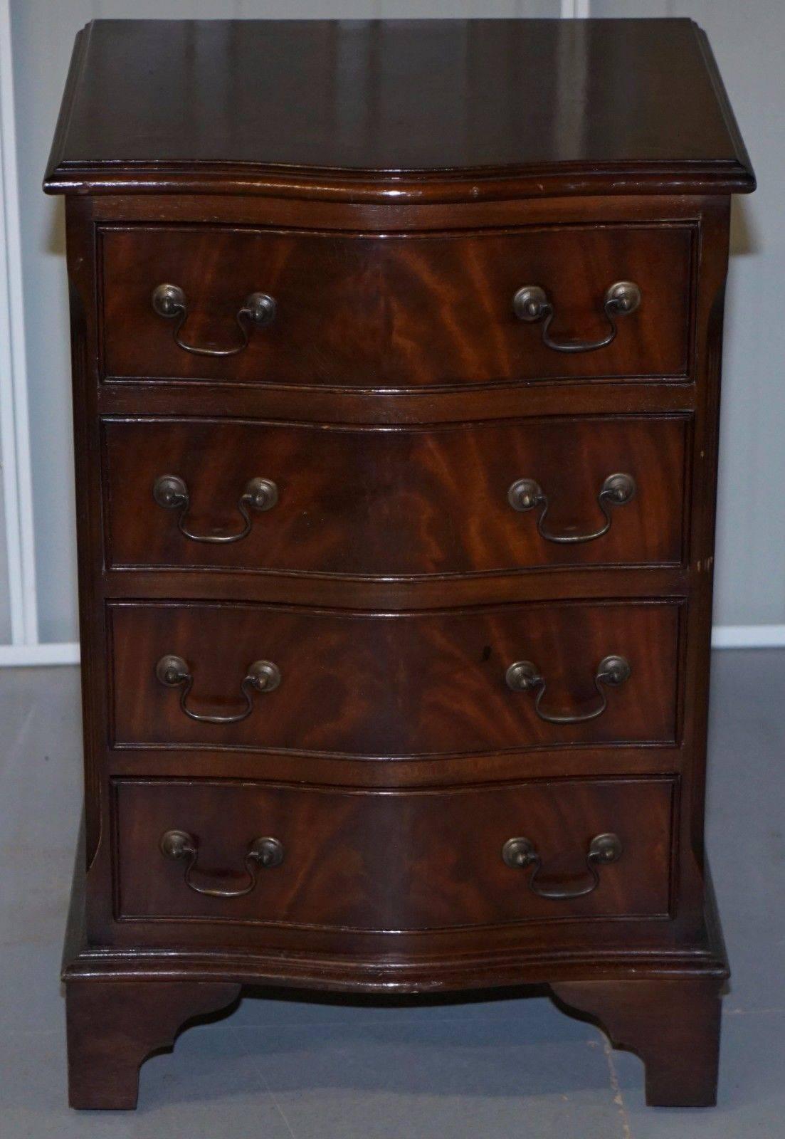 Regency Lovely Sized Flamed Hardwood Side Table Bank / Chest of Drawers Campaign Style