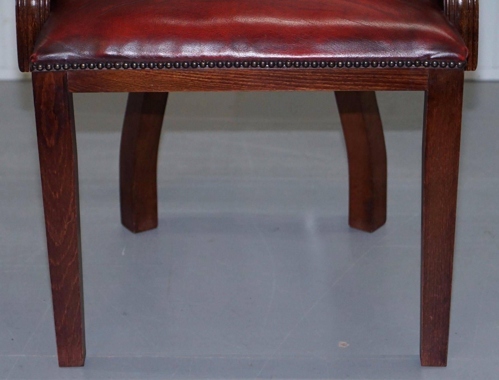 Contemporary Lovely Oxblood Leather Chesterfield Court Chair for Desks or Guests Lovely Find