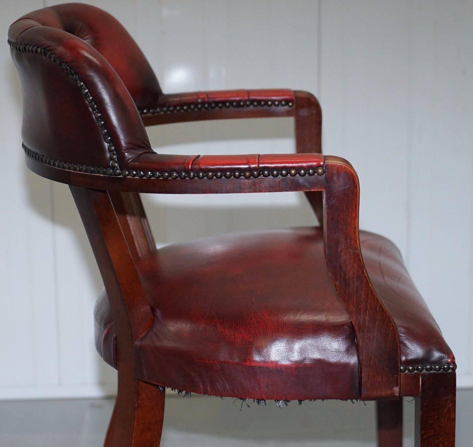 Lovely Oxblood Leather Chesterfield Court Chair for Desks or Guests Lovely Find 1