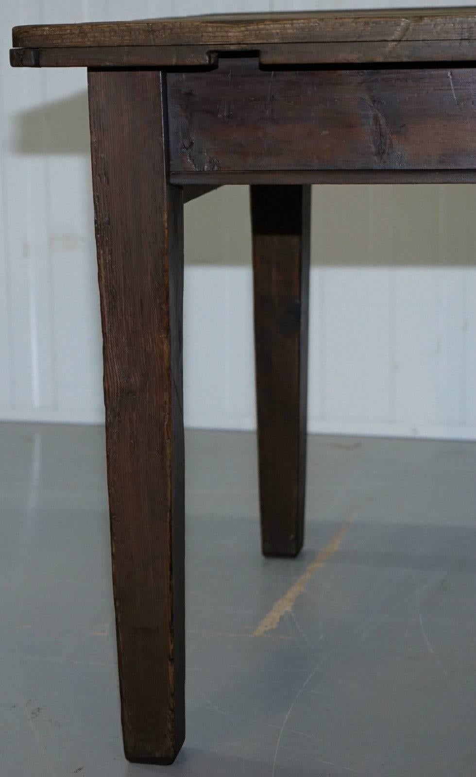 Rustic Farmhouse Country Distressed Refectory Dining Table Seats Four Waxed In Fair Condition In West Sussex, Pulborough