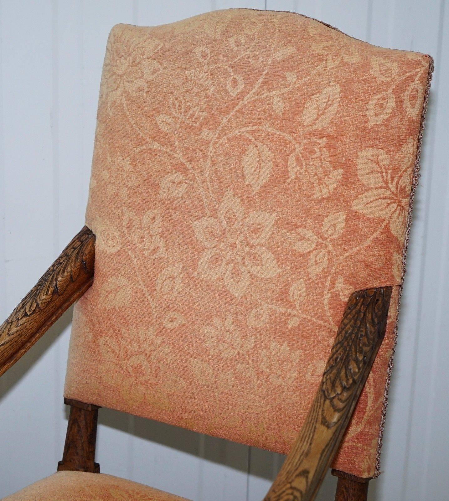 19th Century Victorian Barley Twist Carolean Throne Carver Armchair Hand-Carved Solid Oak