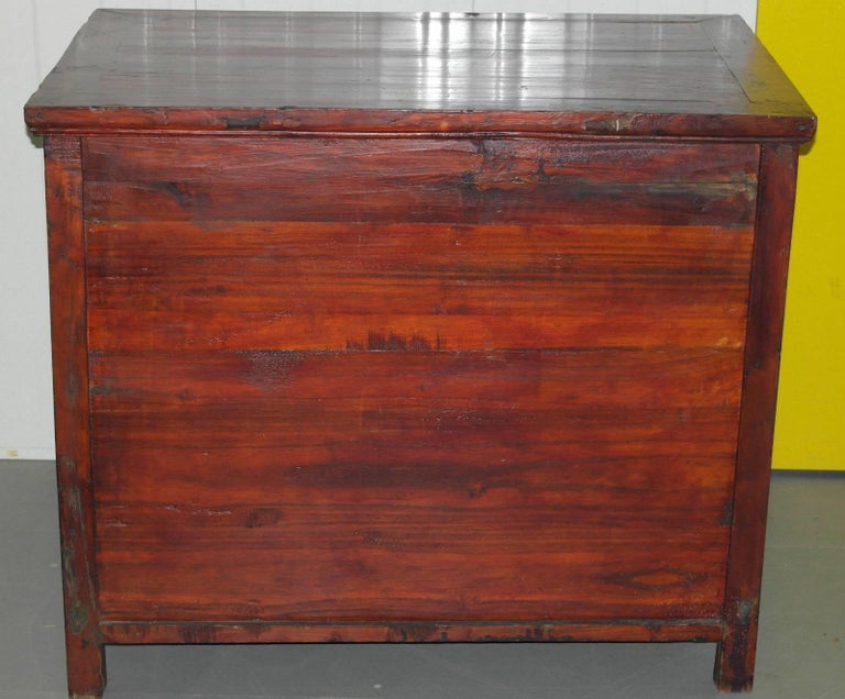 Chinese Redwood Antique Style Very Deep Sideboard Drawers Entertainment