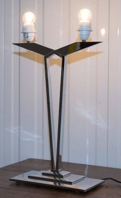 MLE Lámpara de Sobremesa Contemporánea Base Cromada de Tres Pasos Estilo Contemporáneo