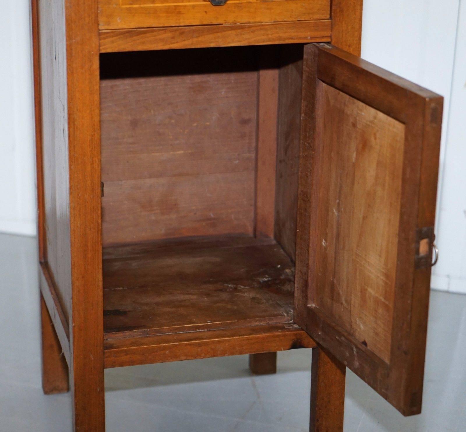 Lovely Vintage Antique Oak Side Cabinet Cupboard Table with Solid Marble Top 2