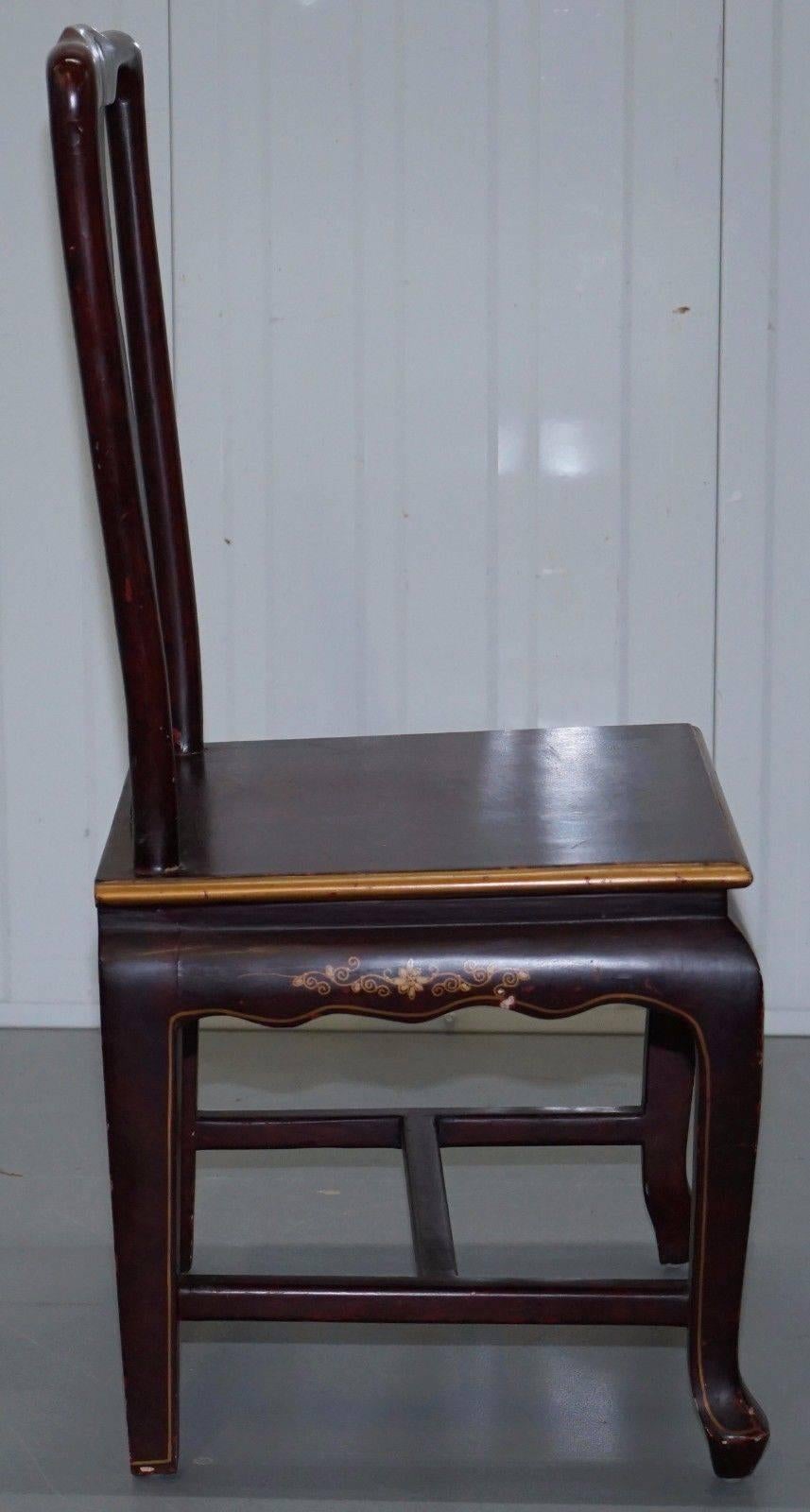 Antique Lacquered Chinese Chair of Medium Proportions Bonsai Tree Detail 1