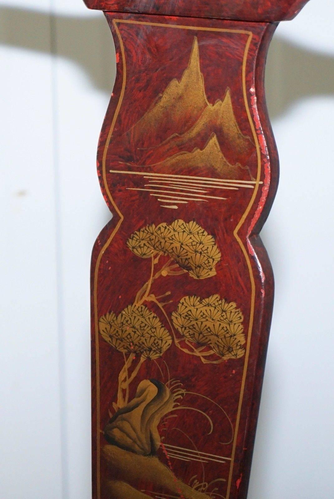 Hand-Carved Antique Lacquered Chinese Chair of Medium Proportions Bonsai Tree Detail