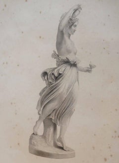 Set of Three Original Antique Art Nouveau French Prints of Statues Musidora Hebe