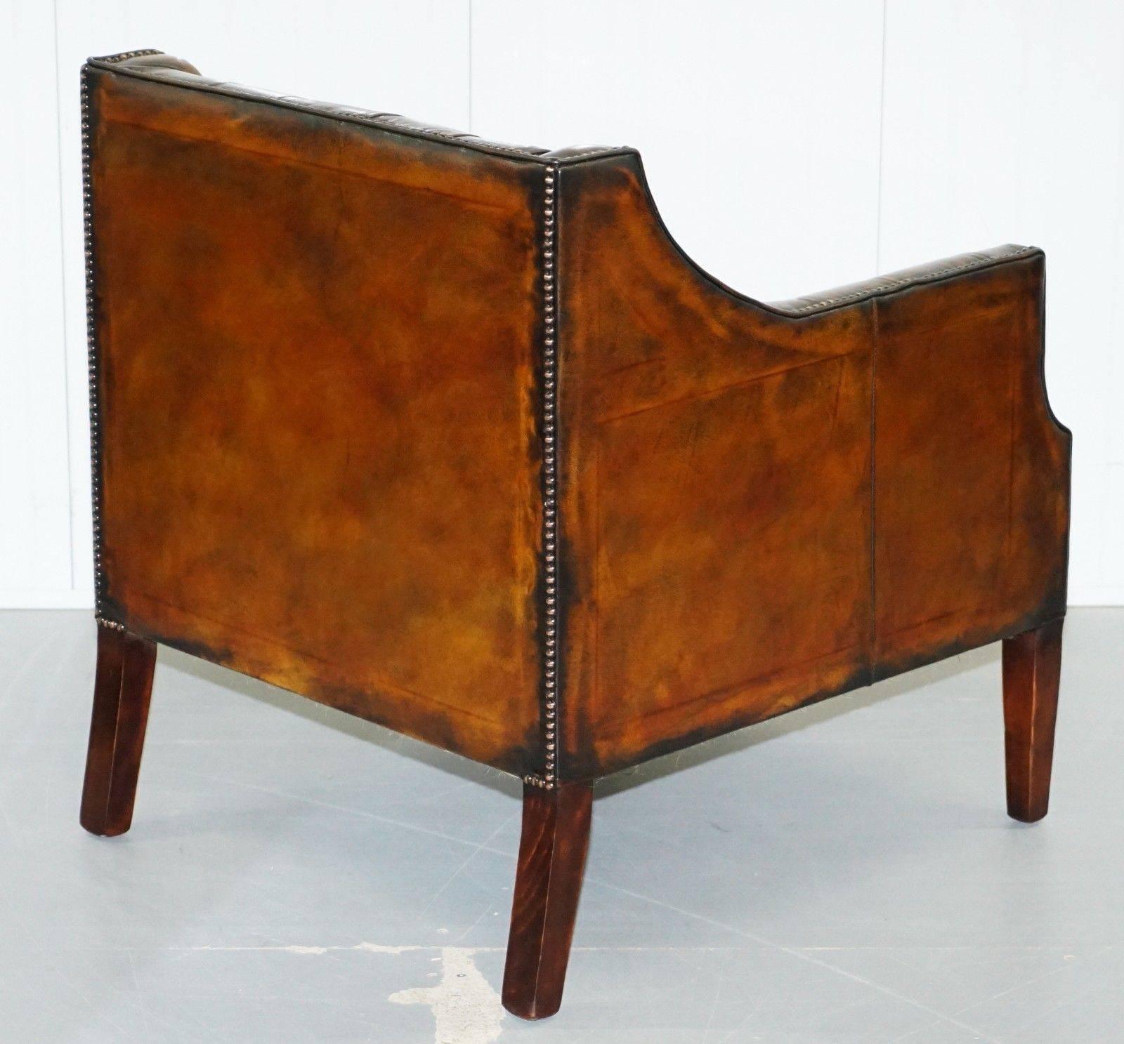 Pair of George Smith Chesterfield Armchairs in Brown Leather 1