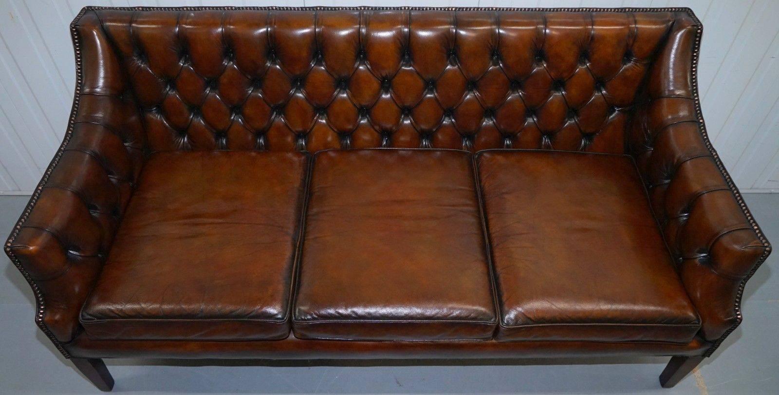 Regency New George Smith Chesterfield Brown Leather Sofa Armchairs Available