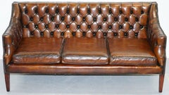 New George Smith Chesterfield Brown Leather Sofa Armchairs Available