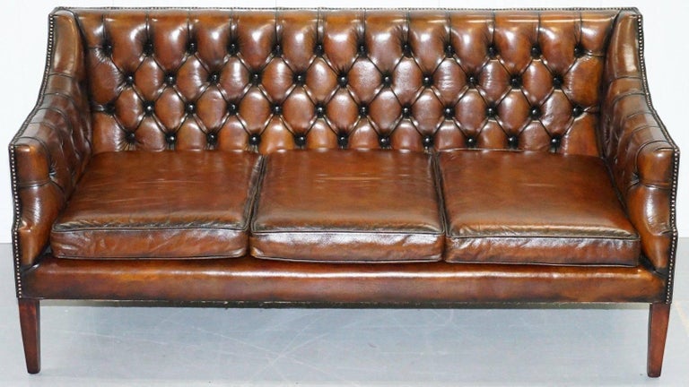 New George Smith Chesterfield Brown Leather Sofa Armchairs Available at ...