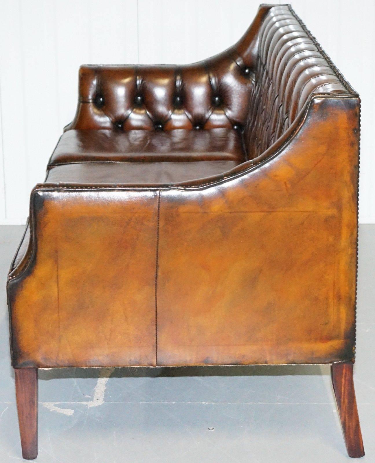 New George Smith Chesterfield Brown Leather Sofa Armchairs Available 3