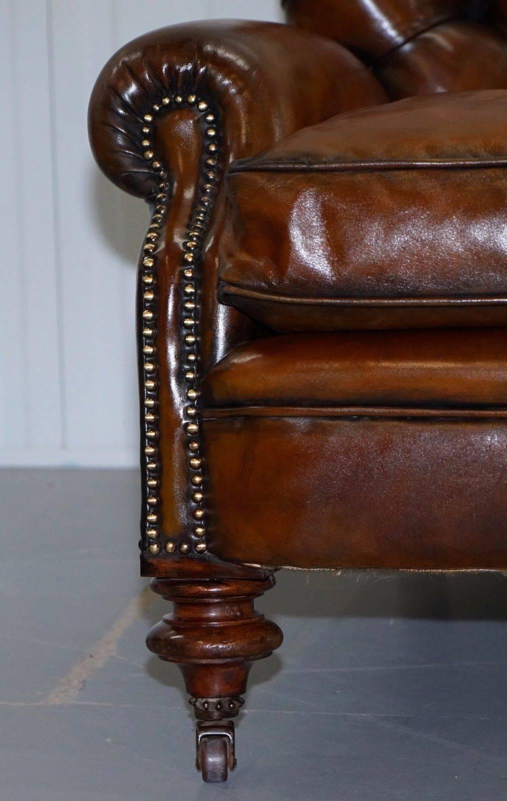 19th Century Fully Restored Chesterfield Victorian Club Armchair New Leather Hand Dyed