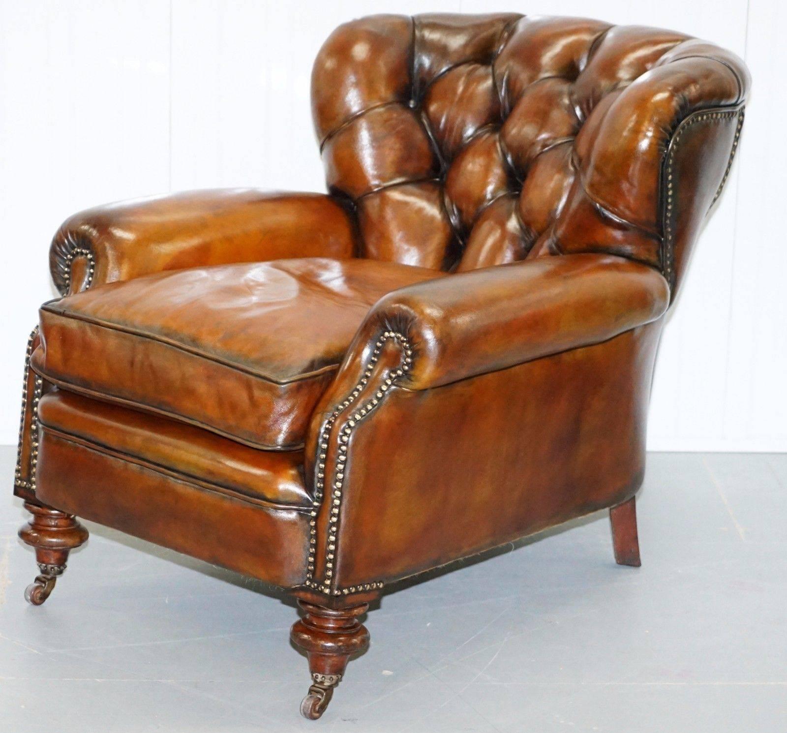 We are delighted to offer for sale this very rare fully restored Victorian armchair

This armchair has been fully restored with no expense spared, the history of the chair is as follows. It arrived in my warehouse earlier this year and was without