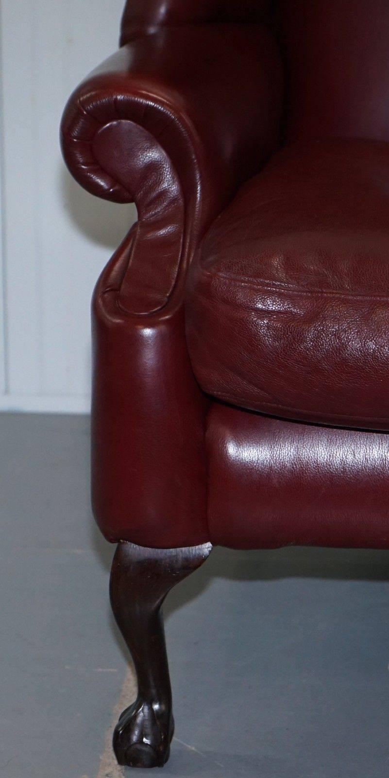 oxblood wingback chair