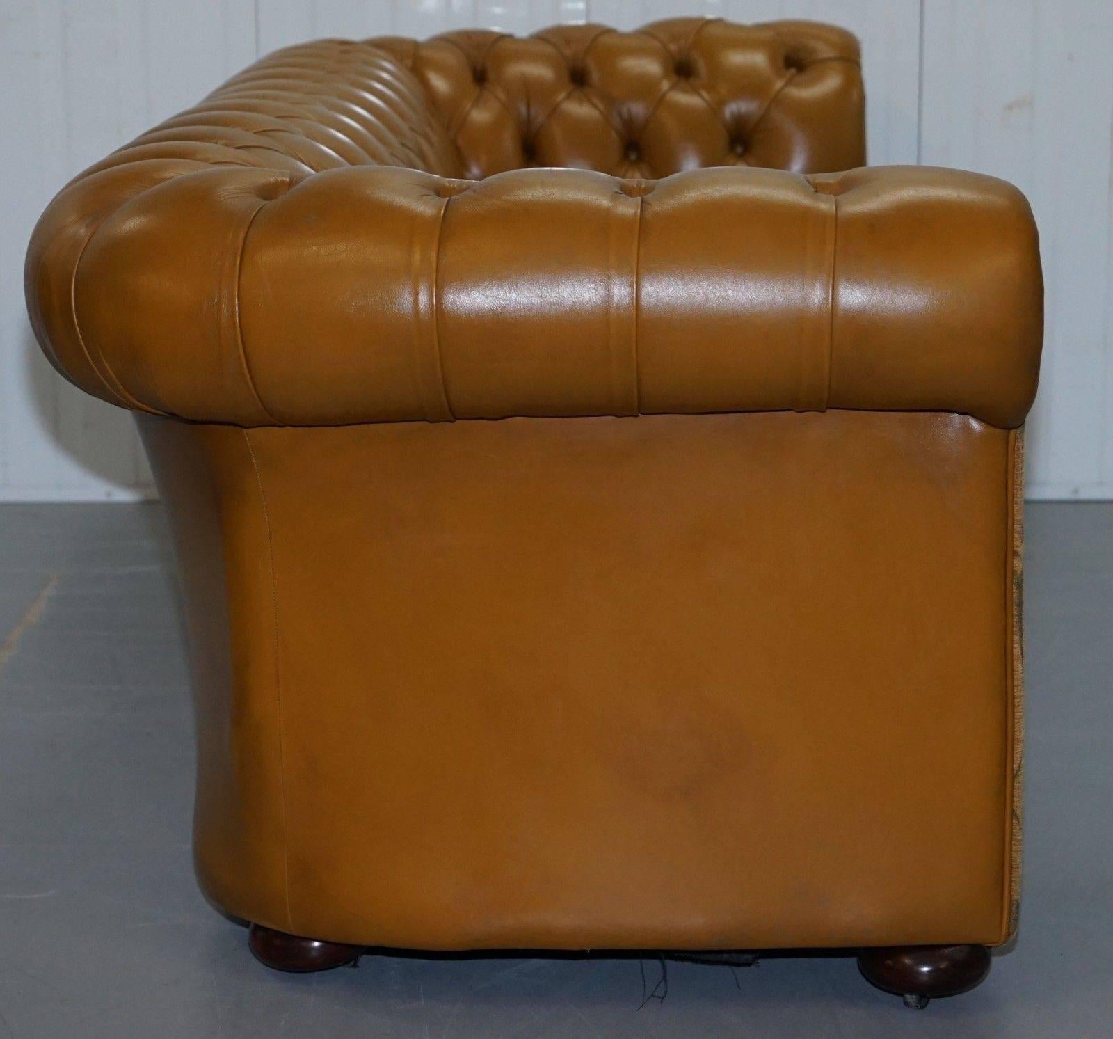 Hand-Carved Liberty's London Leather and Fabric Chesterfield Sofa Fleming & Howland
