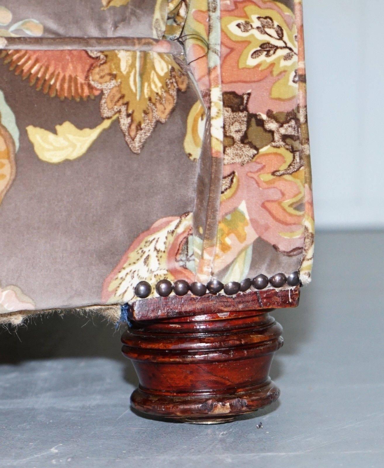 Fabric Howard Style Victorian Sofa Reupholstered in Ian Sanderson Poppinjay Velvet
