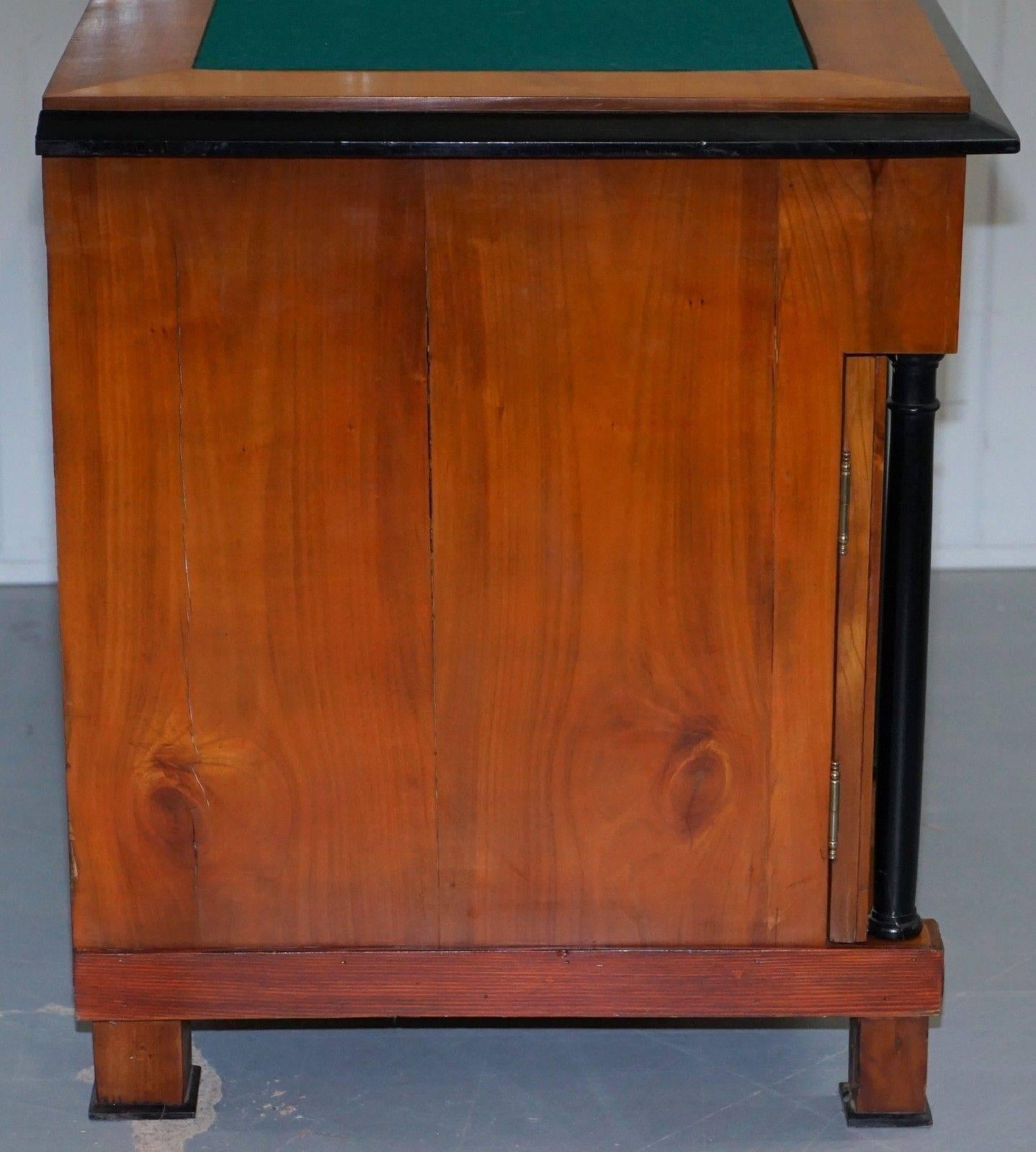 Antique Swedish Biedermeier Satin Birch Pedestal Partner Desk, circa 1840-1860 2