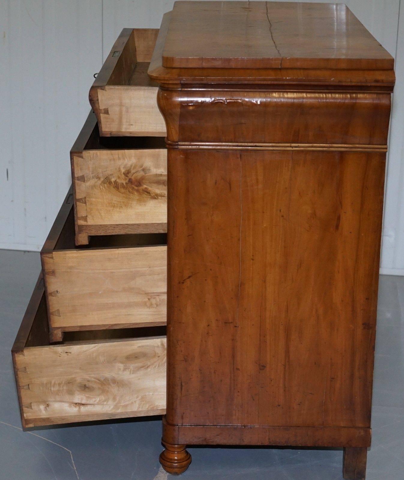 Rare Antique Swedish Biedermeier Satin Birch, circa 1840-1860 Chest of Drawers 4