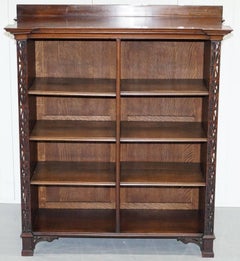 Very Rare Antique Chinese Thomas Chippendale Fretwork Carved Mahogany Bookcase