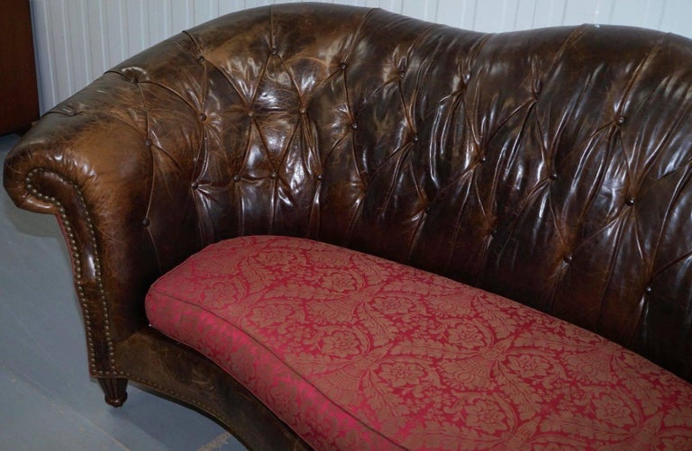 Paul Brock Heritage Leather Chesterfield Sofa Serpentine Curved Back Modern Paul Brock Heritage Leather Chesterfield Sofa Serpentine Curved Back For