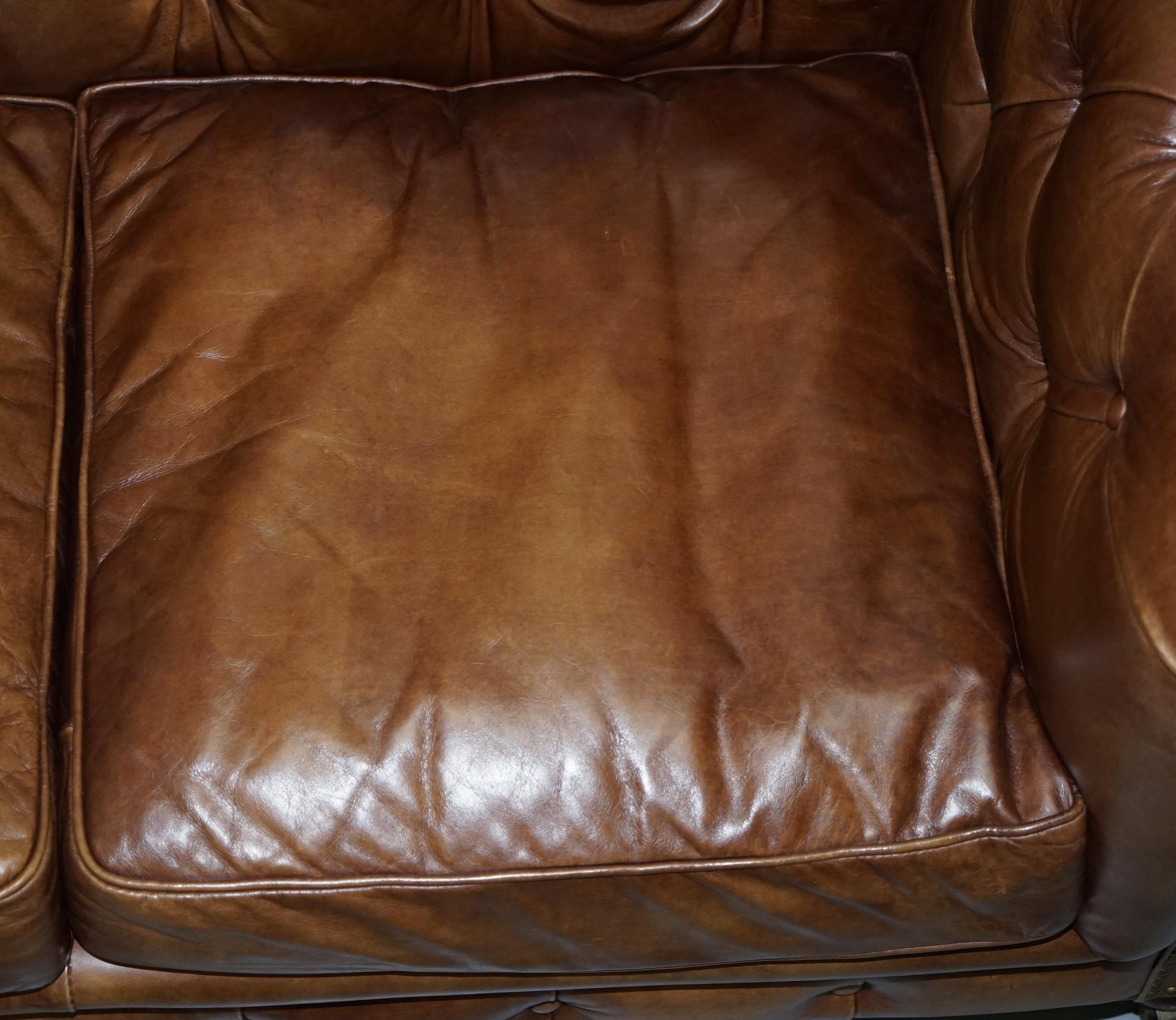 English 1 of 2 Timothy Oulton Halo Westminster Brown Leather Chesterfield Sofas