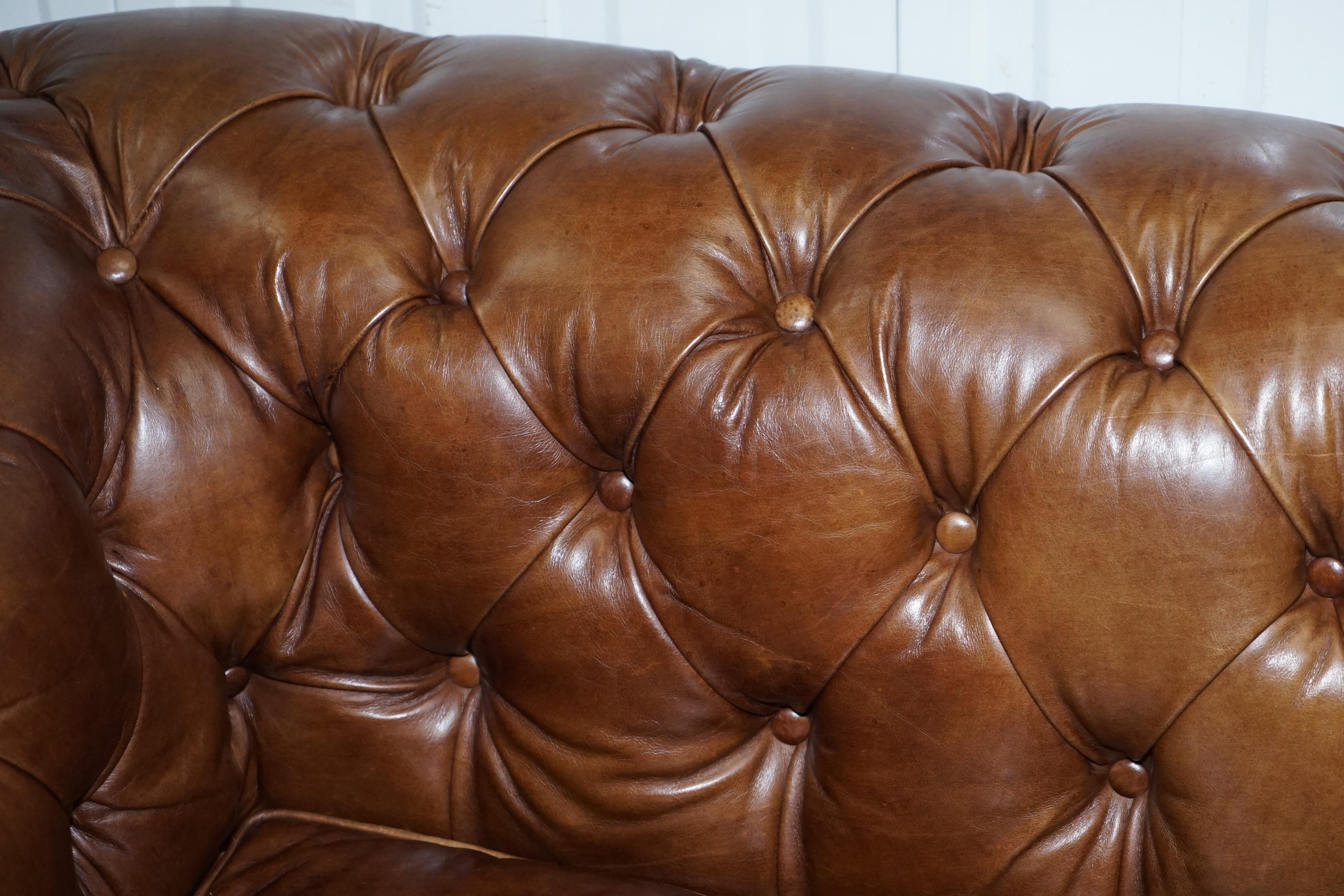 Contemporary 1 of 2 Timothy Oulton Halo Westminster Brown Leather Chesterfield Sofas