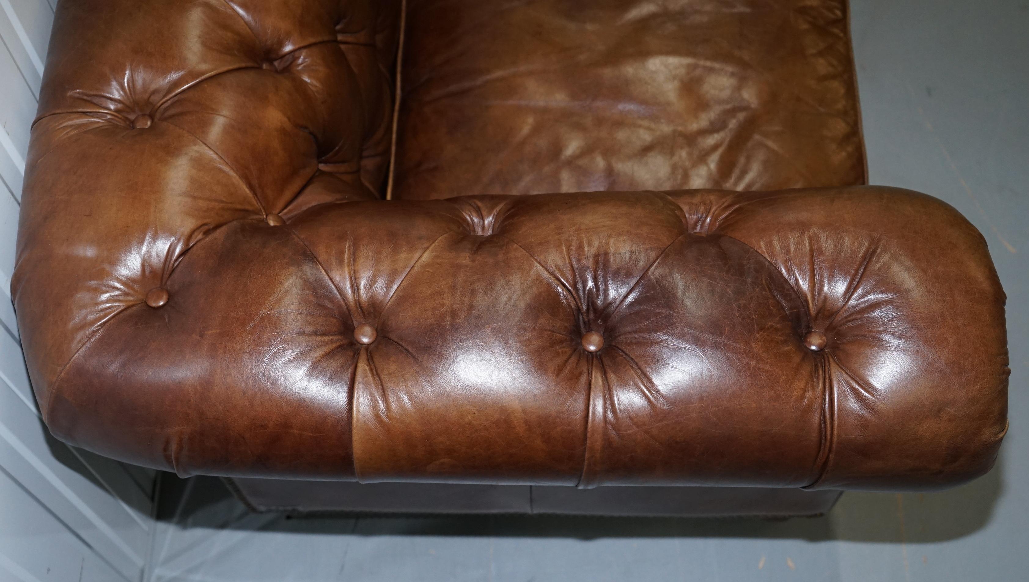 1 of 2 Timothy Oulton Halo Westminster Brown Leather Chesterfield Sofas 1