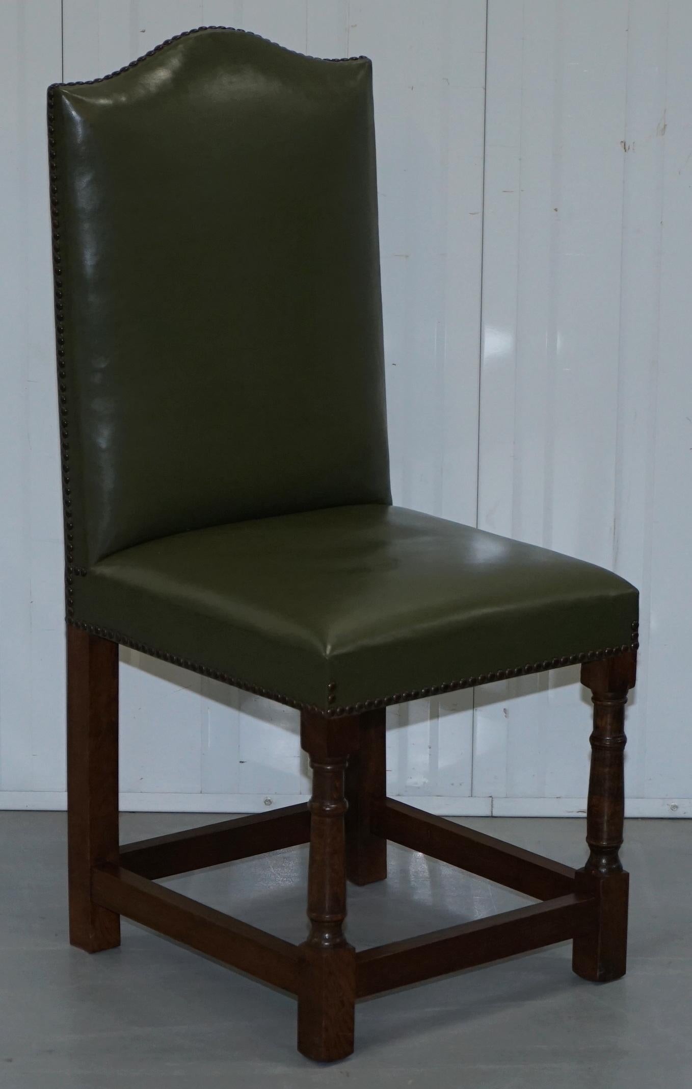 green leather dining chairs