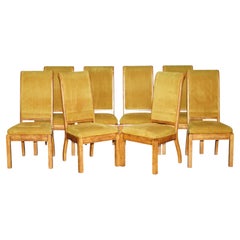 VINTAGE MID CENTURY MODERN 1970 TEAK & SUNBURNT ORANGE SUITE OF 8 DINING CHAiRS