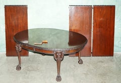 ANTiQUE 14 PERSON EXTENDING THOMAS CHIPPENDALE LIONS CLAW & BALL DINING TABLE