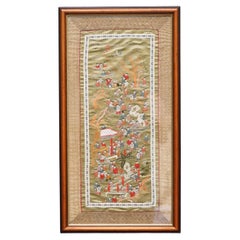 VINTAGE CHINESE EXPORT CHINOISERIE SILK TAPESTRY WITH GREAT LENGTH & PERSEPCTiVE